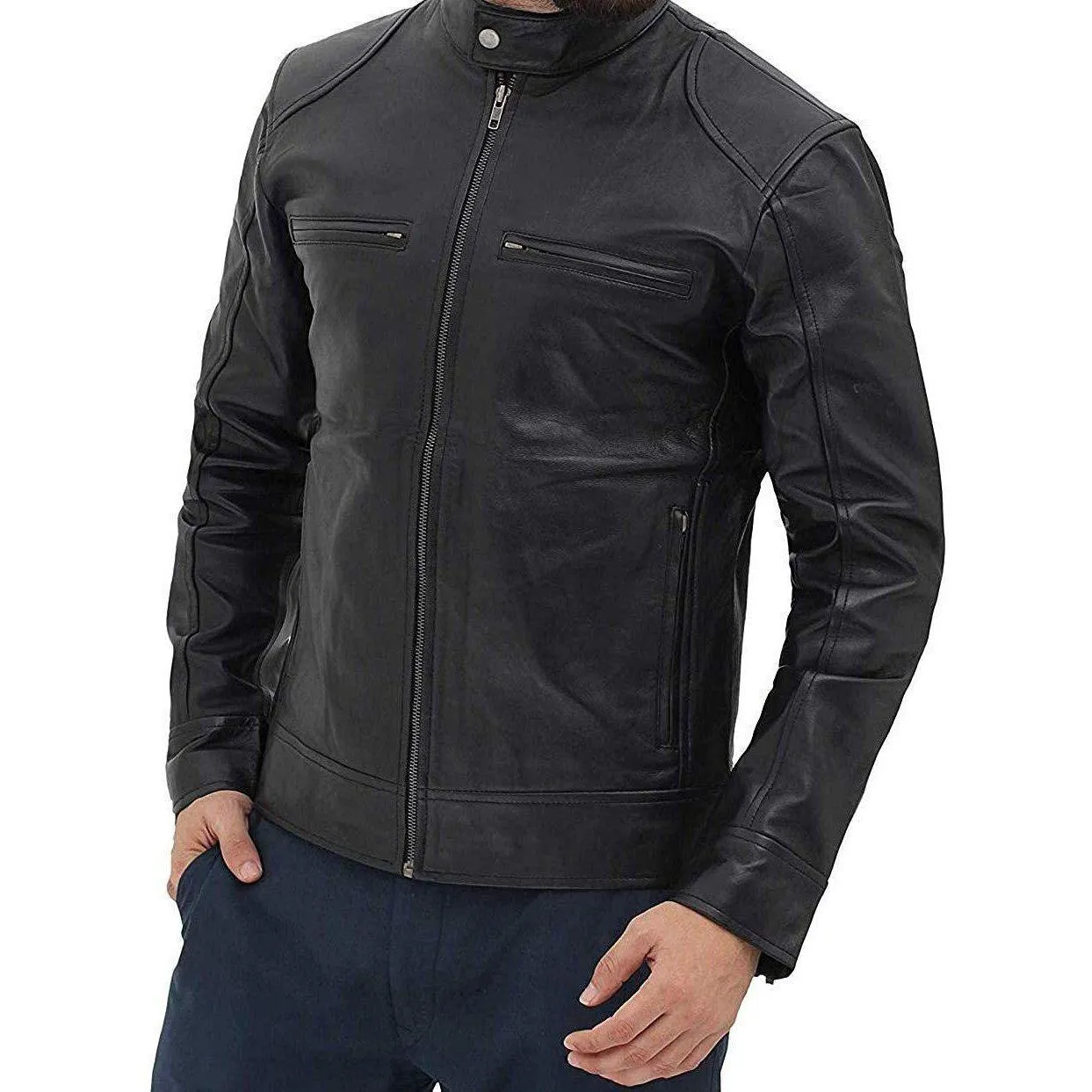 Slim Fit Stylish Men's leather jacket