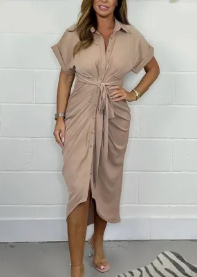 Solid Color Shirt Dress