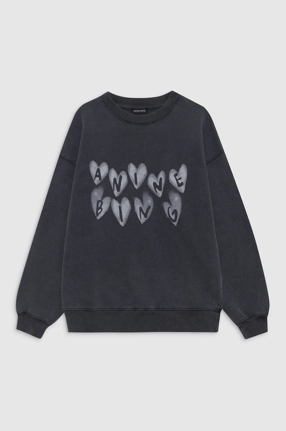 Spencer Sweatshirt Hearts - Washed Black