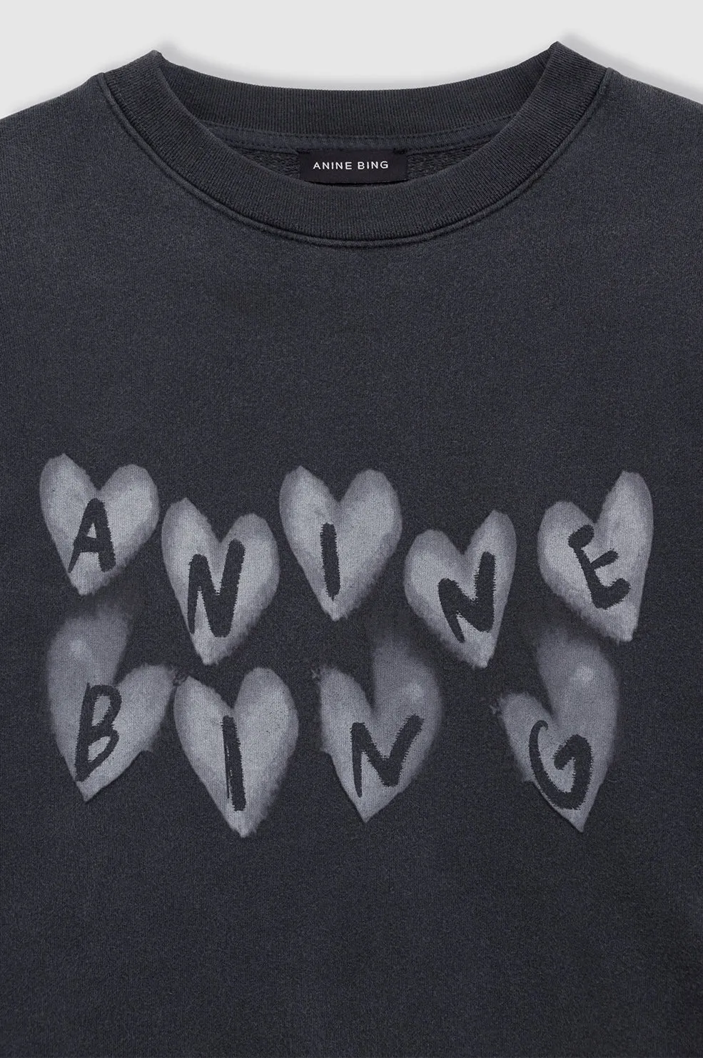 Spencer Sweatshirt Hearts - Washed Black