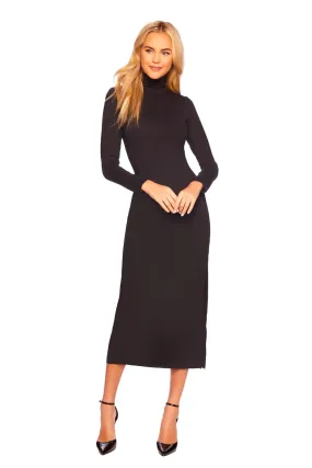 Susana Monaco Long Sleeve Turtleneck Dress with Slit D33061