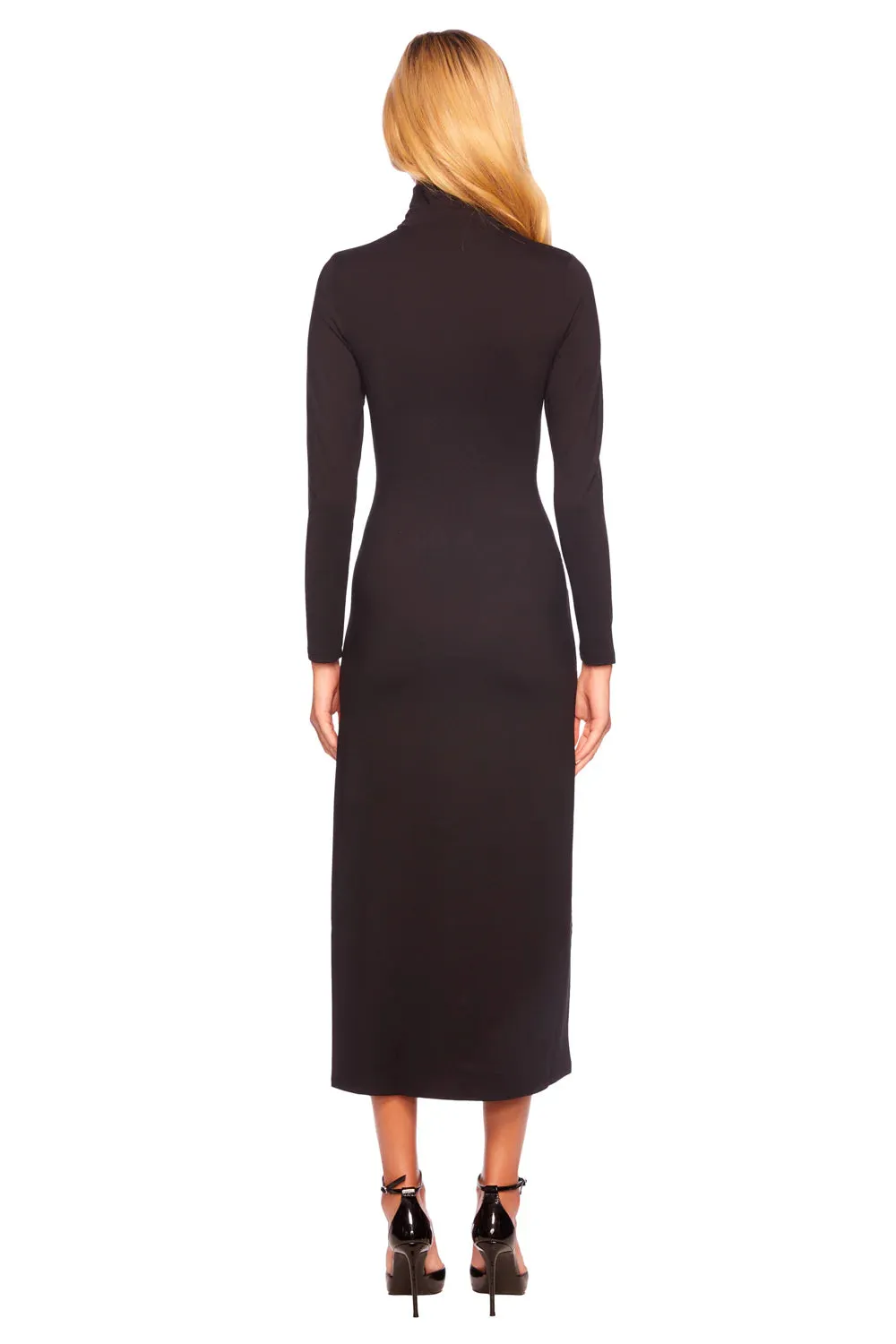 Susana Monaco Long Sleeve Turtleneck Dress with Slit D33061