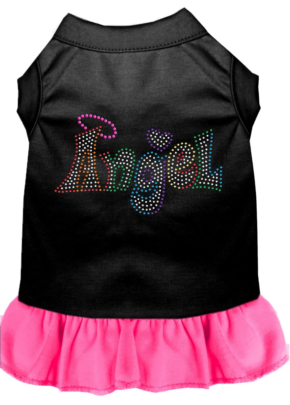 Technicolor Angel Rhinestone Pet Dress Black With Bright Pink Xs (8)