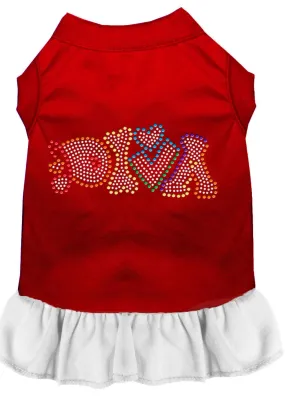 Technicolor Diva Rhinestone Pet Dress Red With White Lg (14)