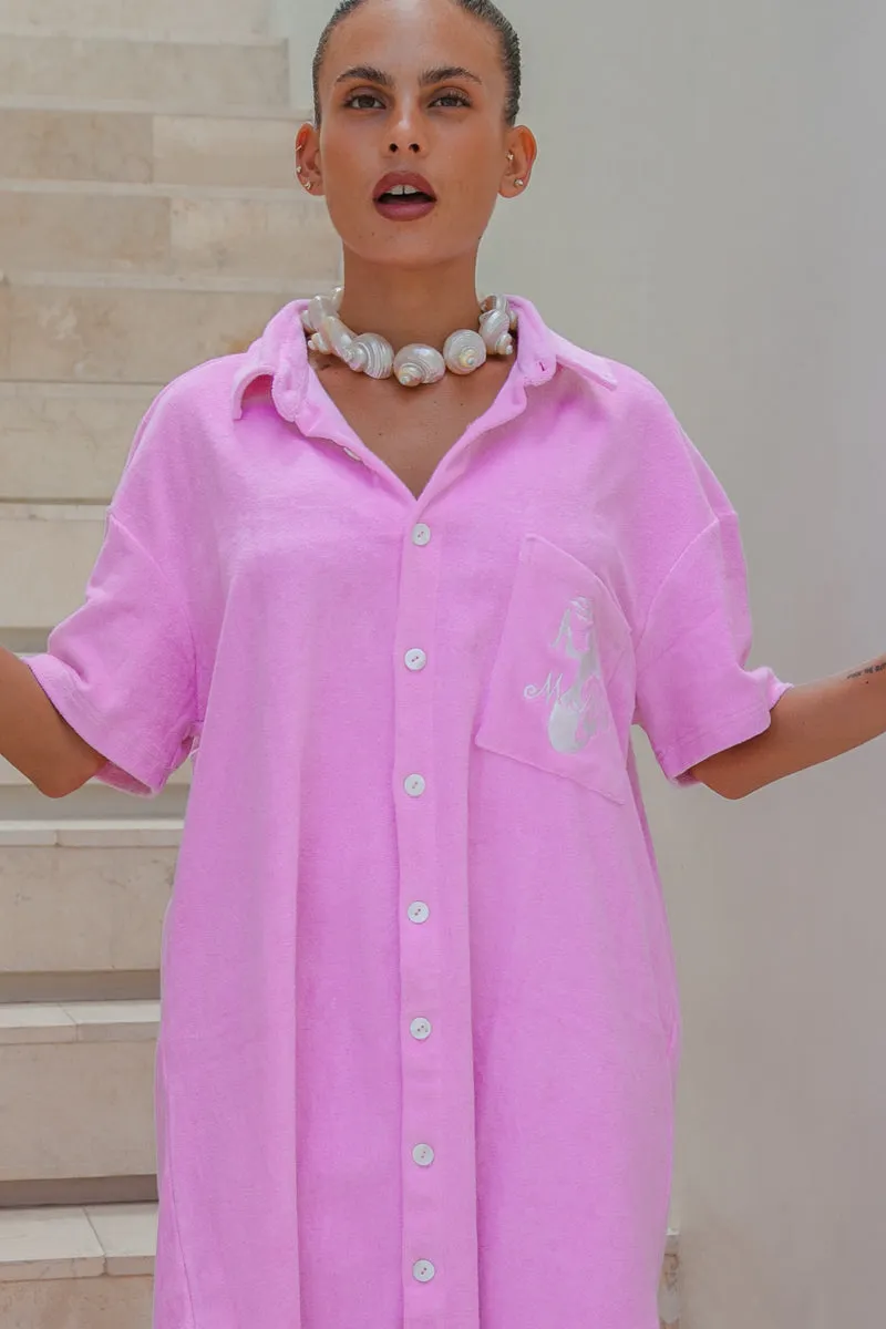 Terry Shirt Dress - Pink | W/S Pack of 4