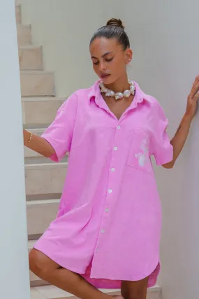 Terry Shirt Dress - Pink | W/S Pack of 4