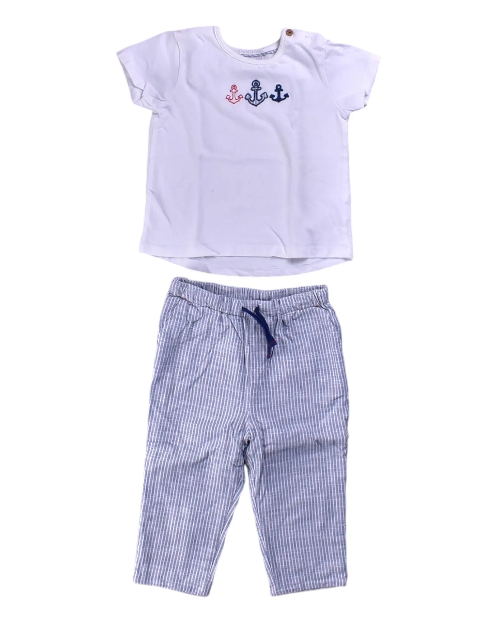 The Little White Company Short Sleeve T-Shirt and Casual Pant Set 12-18M