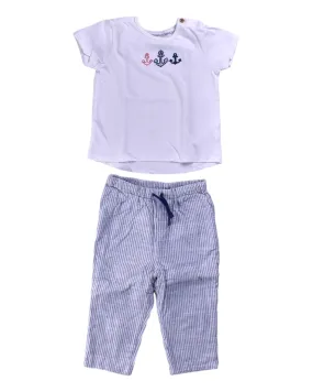 The Little White Company Short Sleeve T-Shirt and Casual Pant Set 12-18M