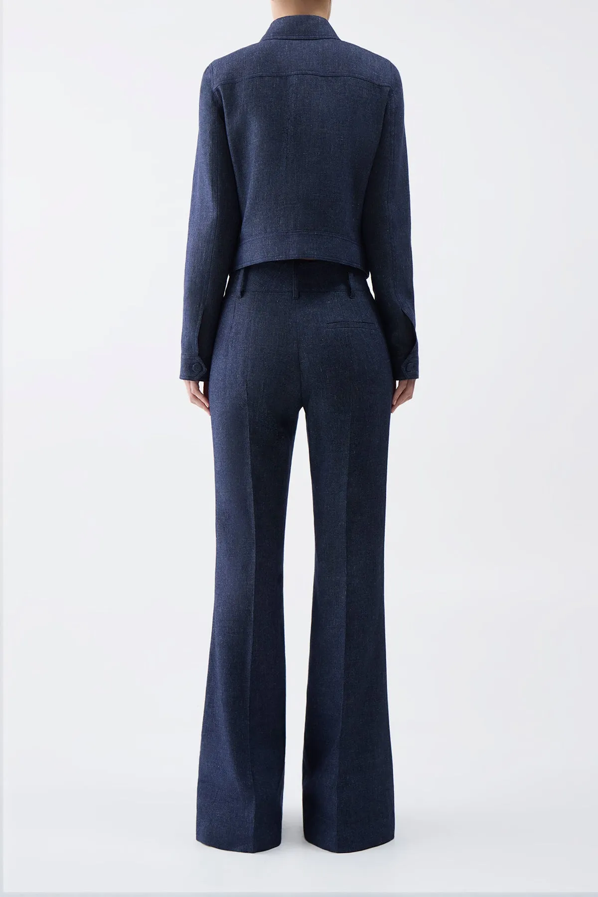 Thereza Jacket in Navy Linen Virgin Wool