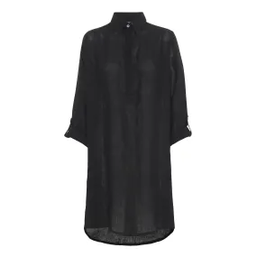 THESSA Linen Shirt Dress BLACK