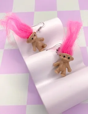 TROLL DOLL EARRINGS - BABY PINK