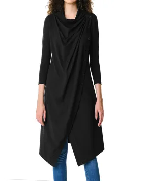 Tunic top/cotton tunic dress/asymmetrical t-shirt/long tops/cowl neck top/black tunic dress/3/4 sleeve dress Q206