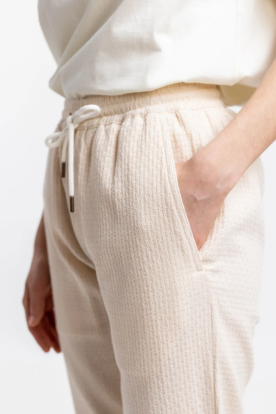 unisex cotton pants - relaxed - sand