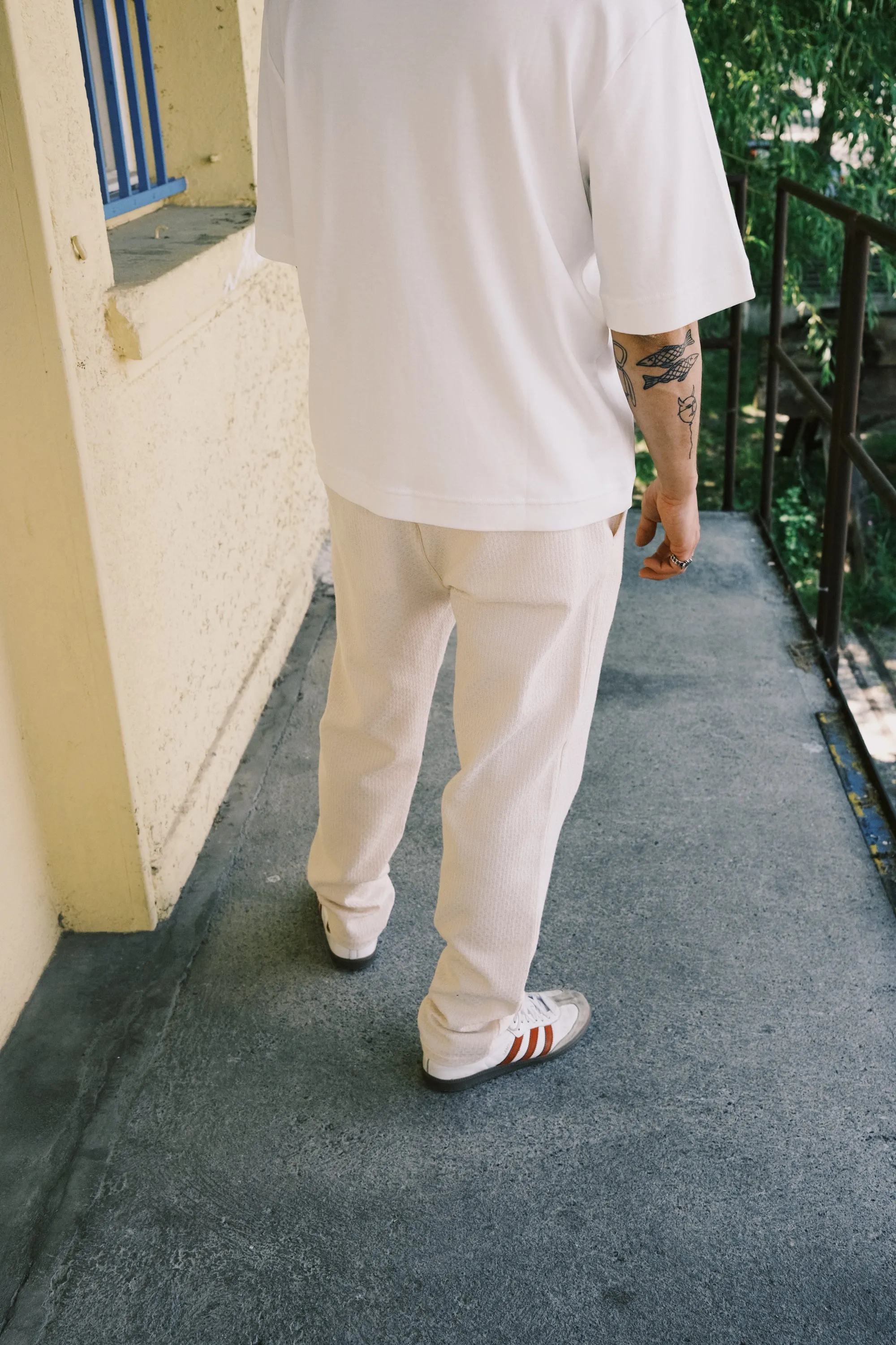 unisex cotton pants - relaxed - sand