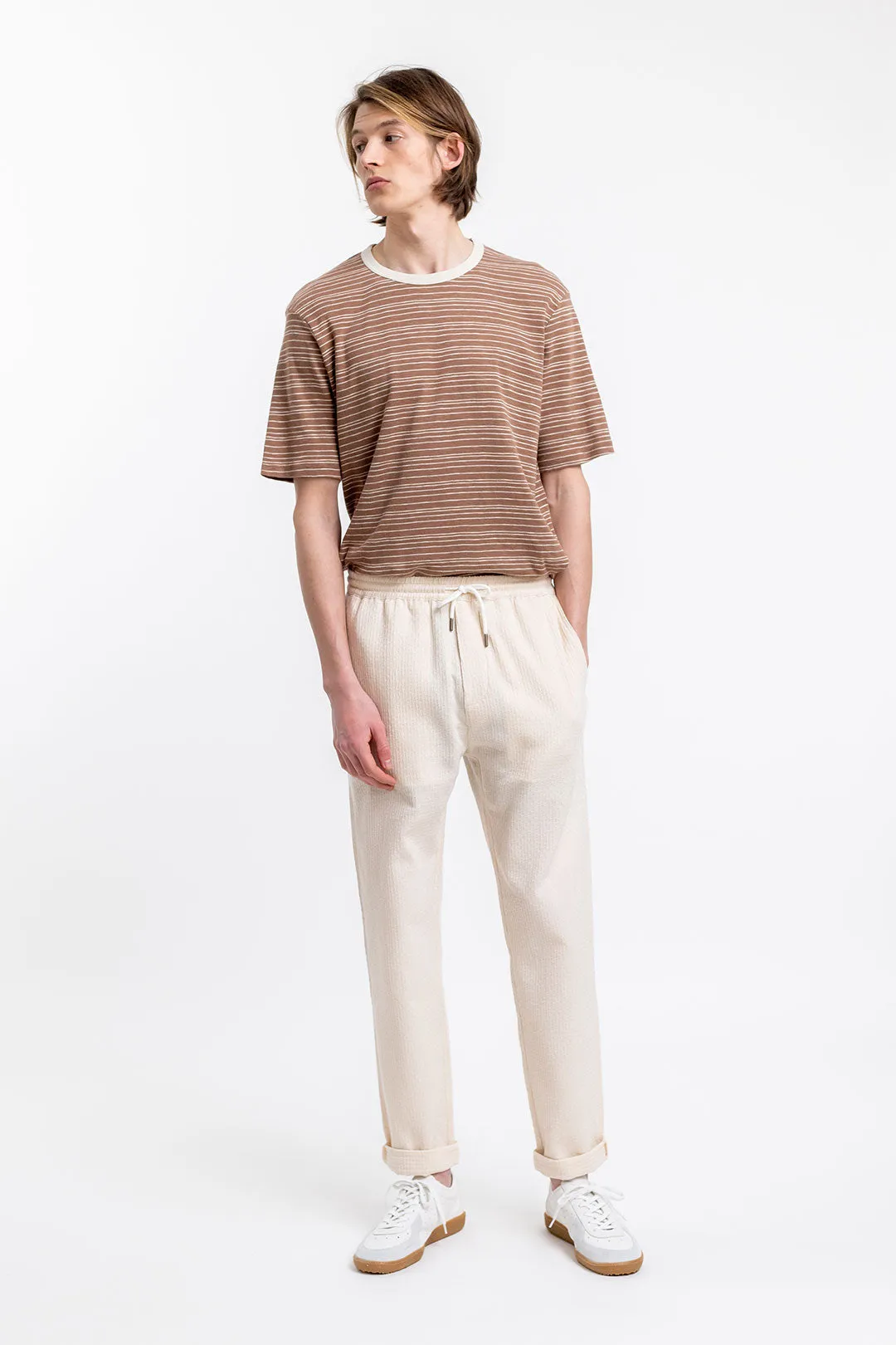 unisex cotton pants - relaxed - sand