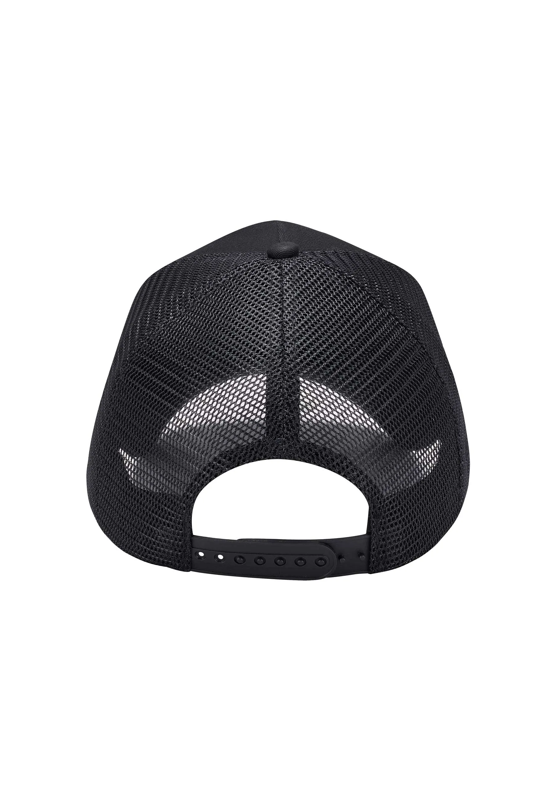 Unisex Flying Snake Twill Front Mesh Trucker - Black/Black