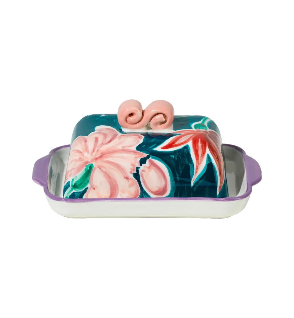 Vaisselle Boutique Floral Butter Dish