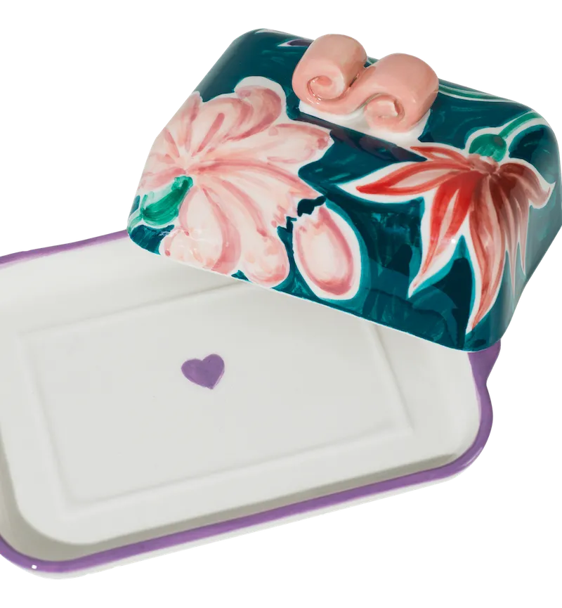 Vaisselle Boutique Floral Butter Dish