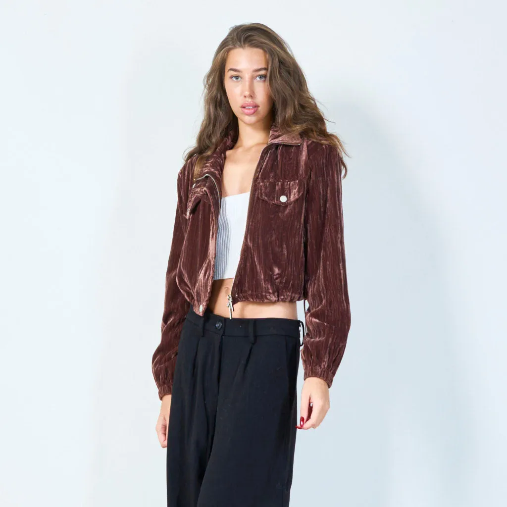 Velvet cropped jacket wholesale