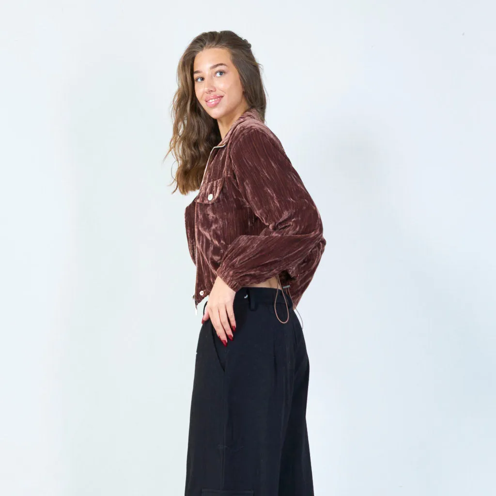 Velvet cropped jacket wholesale