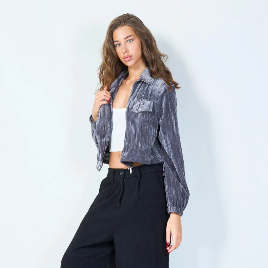 Velvet cropped jacket wholesale