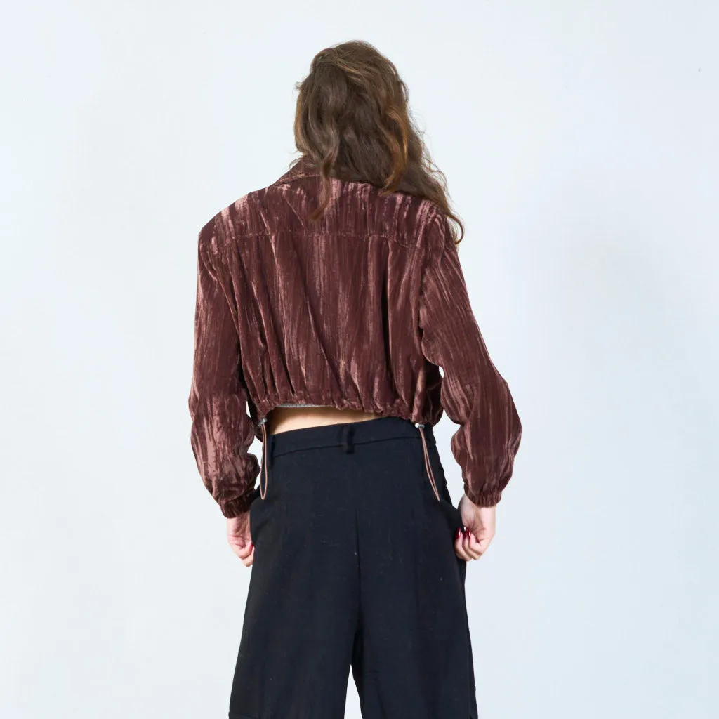 Velvet cropped jacket wholesale