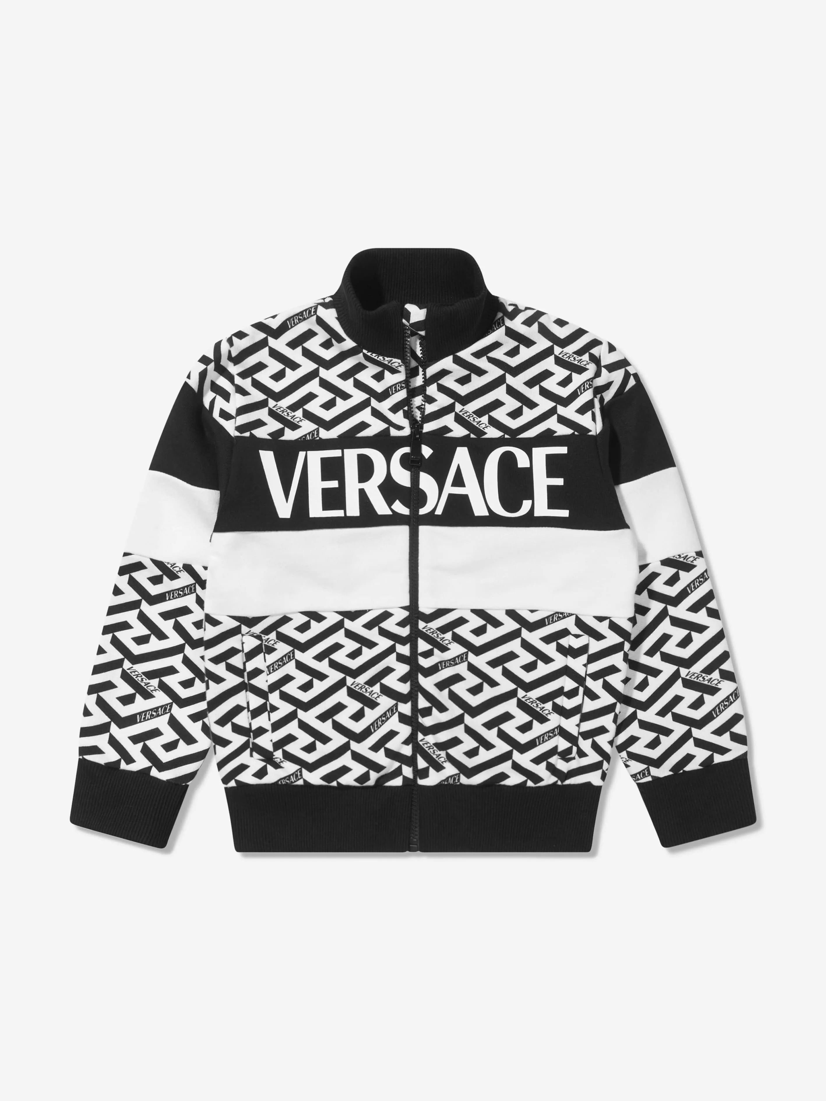 Versace Boys La Greca Logo Zip Up Sweatshirt