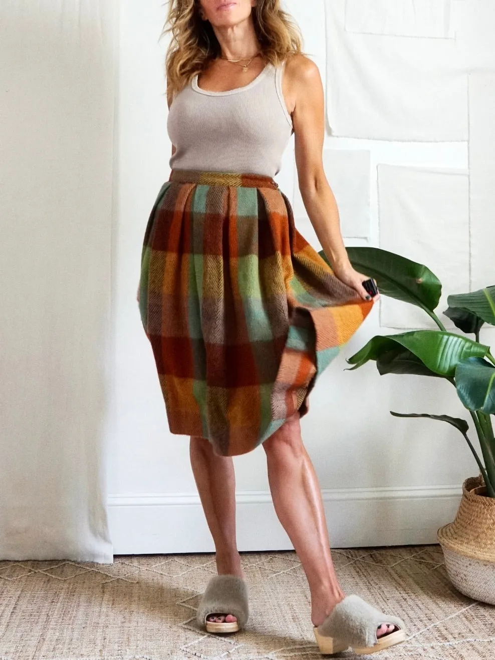 Vintage 50's Plaid Wool Skirt