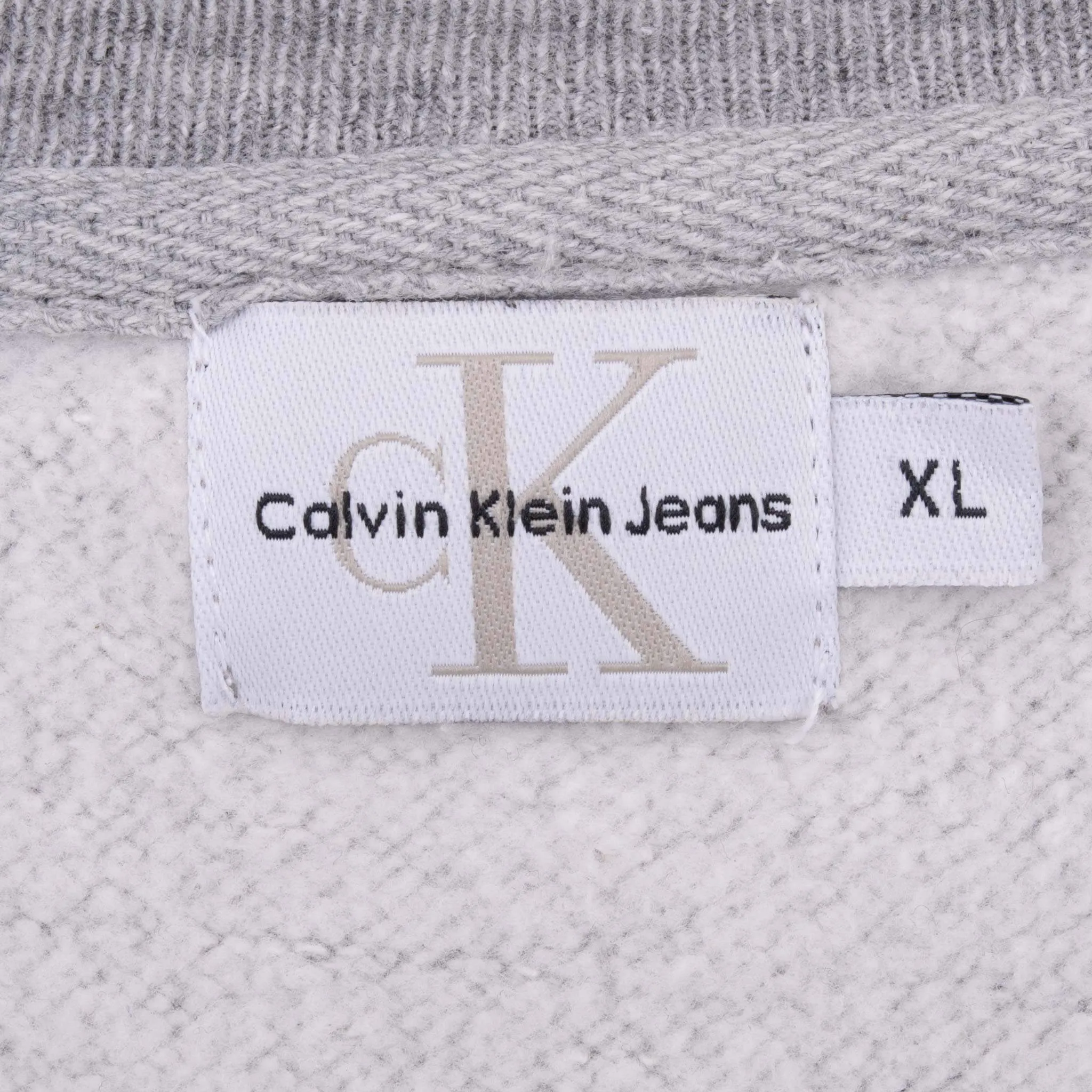 VINTAGE CALVIN KLEIN EMBROIDERED GREY SWEATSHIRT 1990S XL MADE IN USA