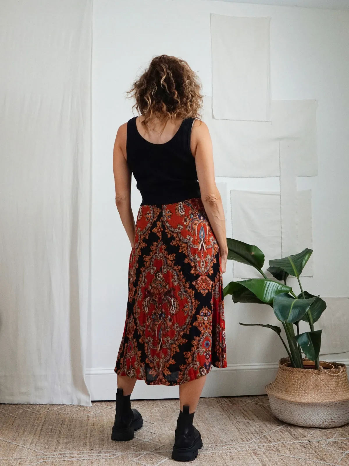 Vintage Terracotta Paisley Skirt