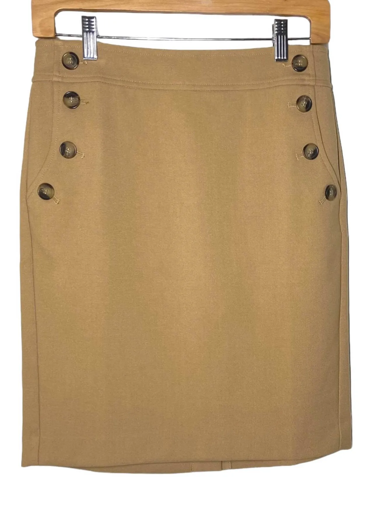 Warm Autumn Camel Button Pocket Skirt