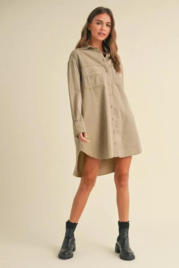 WASHED BUTTONDOWN SHIRT DRESS