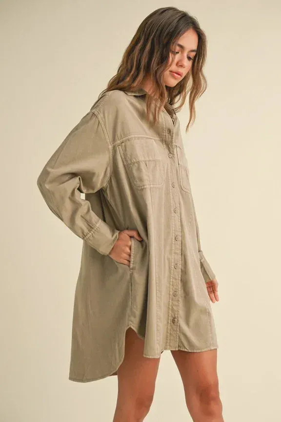 WASHED BUTTONDOWN SHIRT DRESS