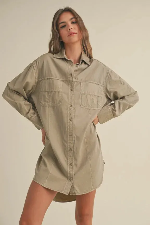 WASHED BUTTONDOWN SHIRT DRESS