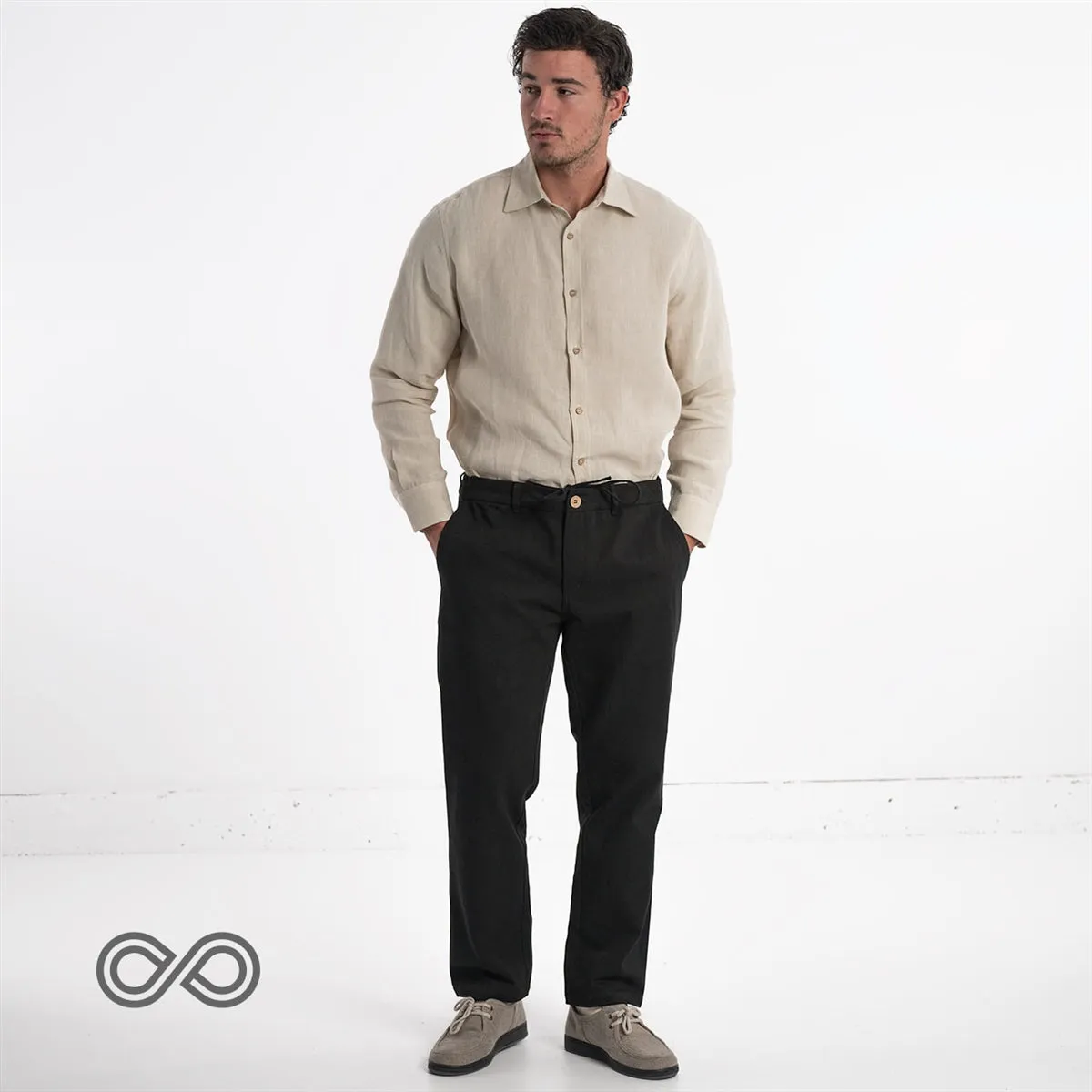 WELLINGTON 100% Organic Linen Shirt (OC Thread, Coconut Buttons, Synthetics-free) (100% Biodegradable)