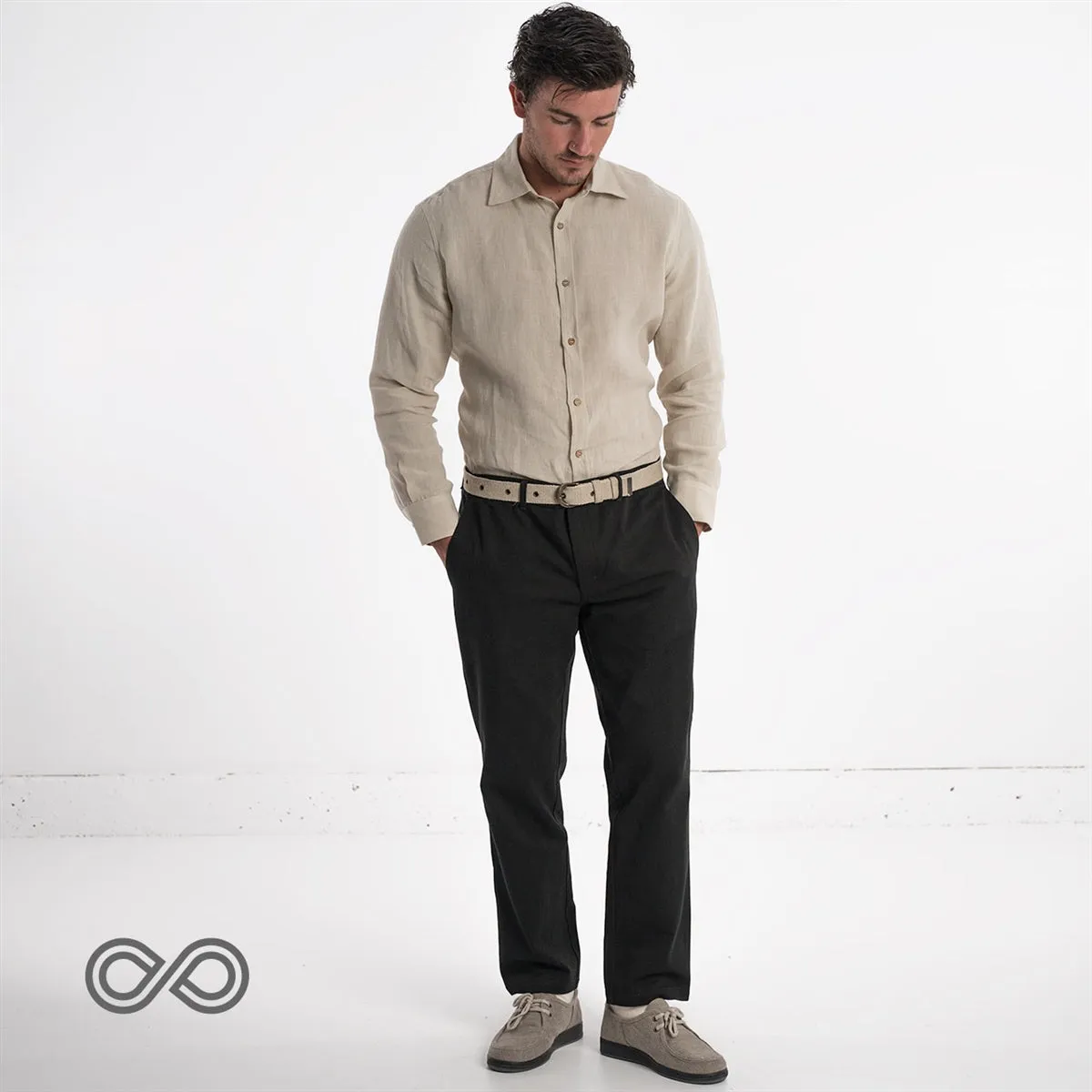 WELLINGTON 100% Organic Linen Shirt (OC Thread, Coconut Buttons, Synthetics-free) (100% Biodegradable)