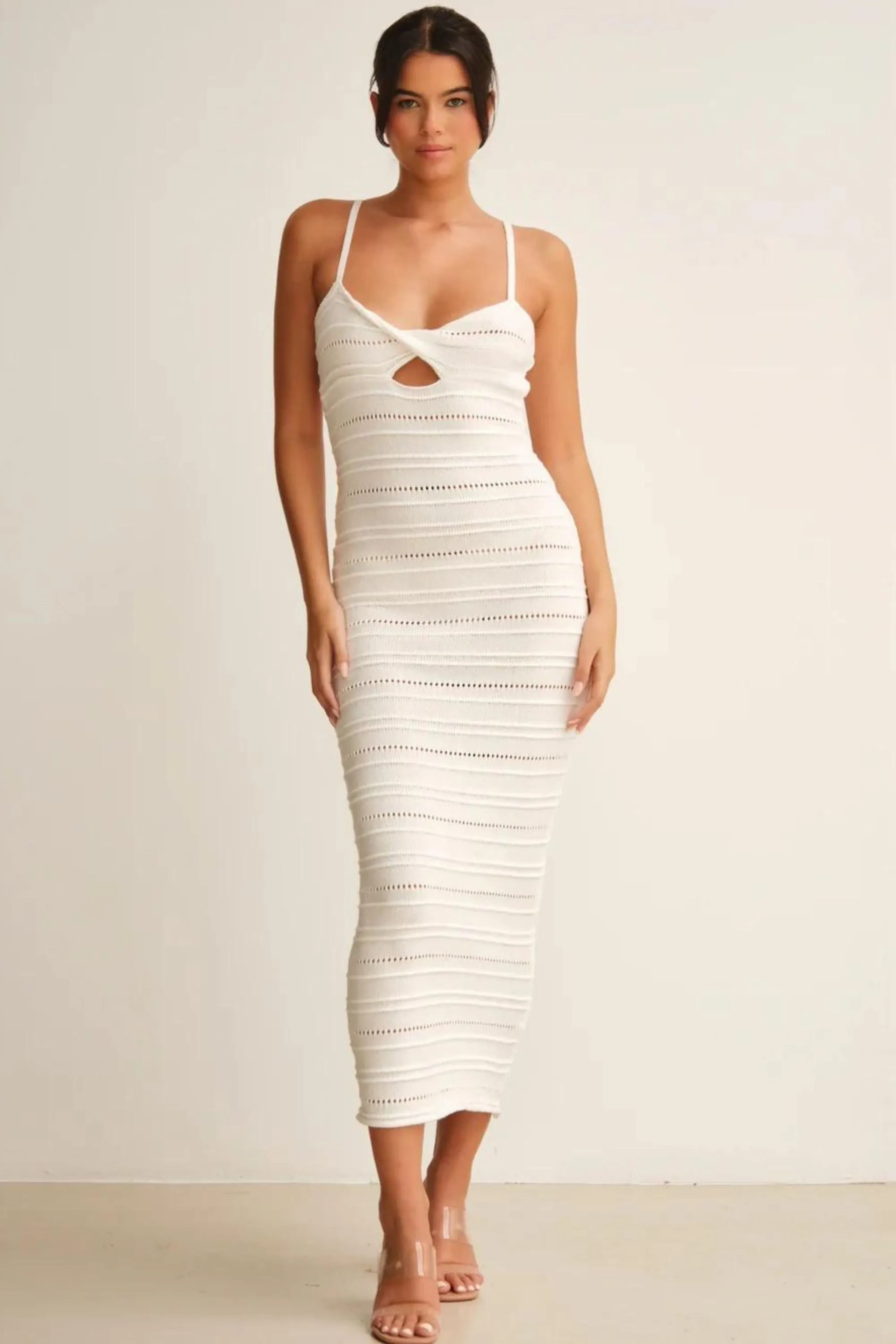 White Breeze Knitted Long Dress