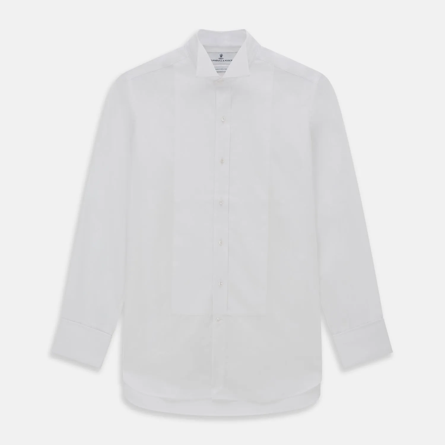 White Cotton Dress Shirt with Wing Collar and Double Cuffs