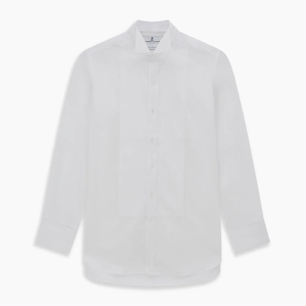 White Cotton Dress Shirt with Wing Collar and Double Cuffs