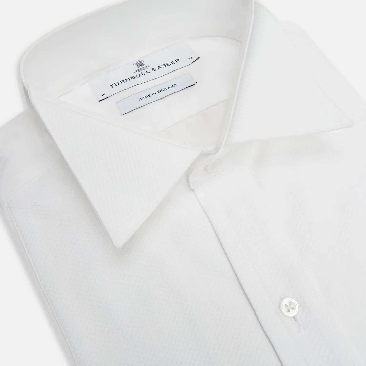 White Cotton Dress Shirt with Wing Collar and Double Cuffs