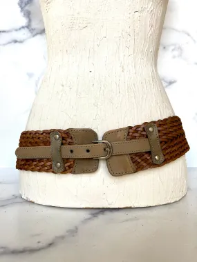 Wide brown woven belt