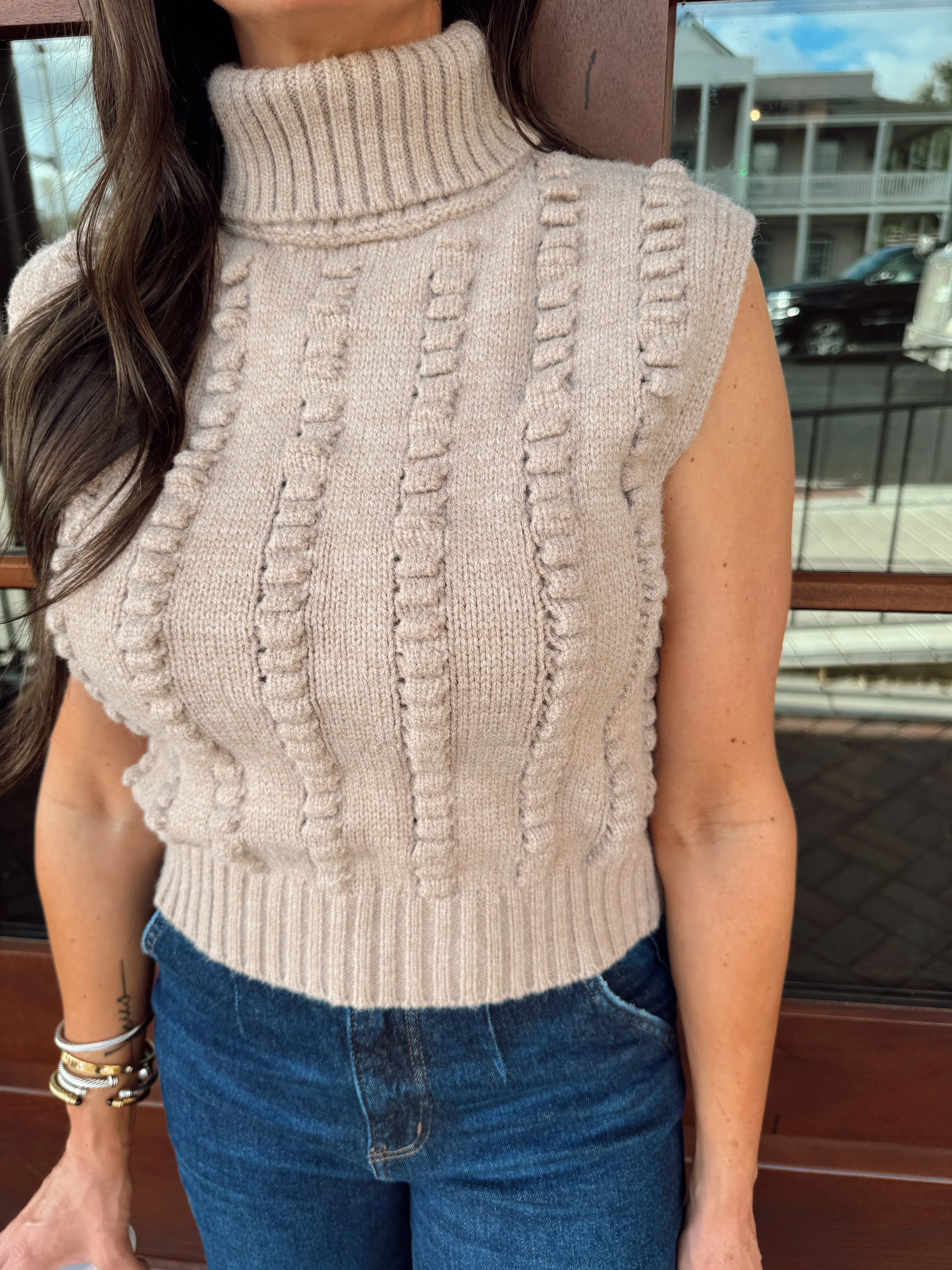 Willow Turtle Neck Textured Knit Vest