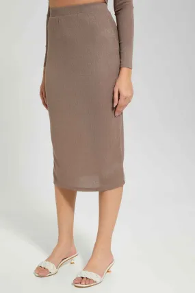 Women Gold Lurex Pencil Skirt