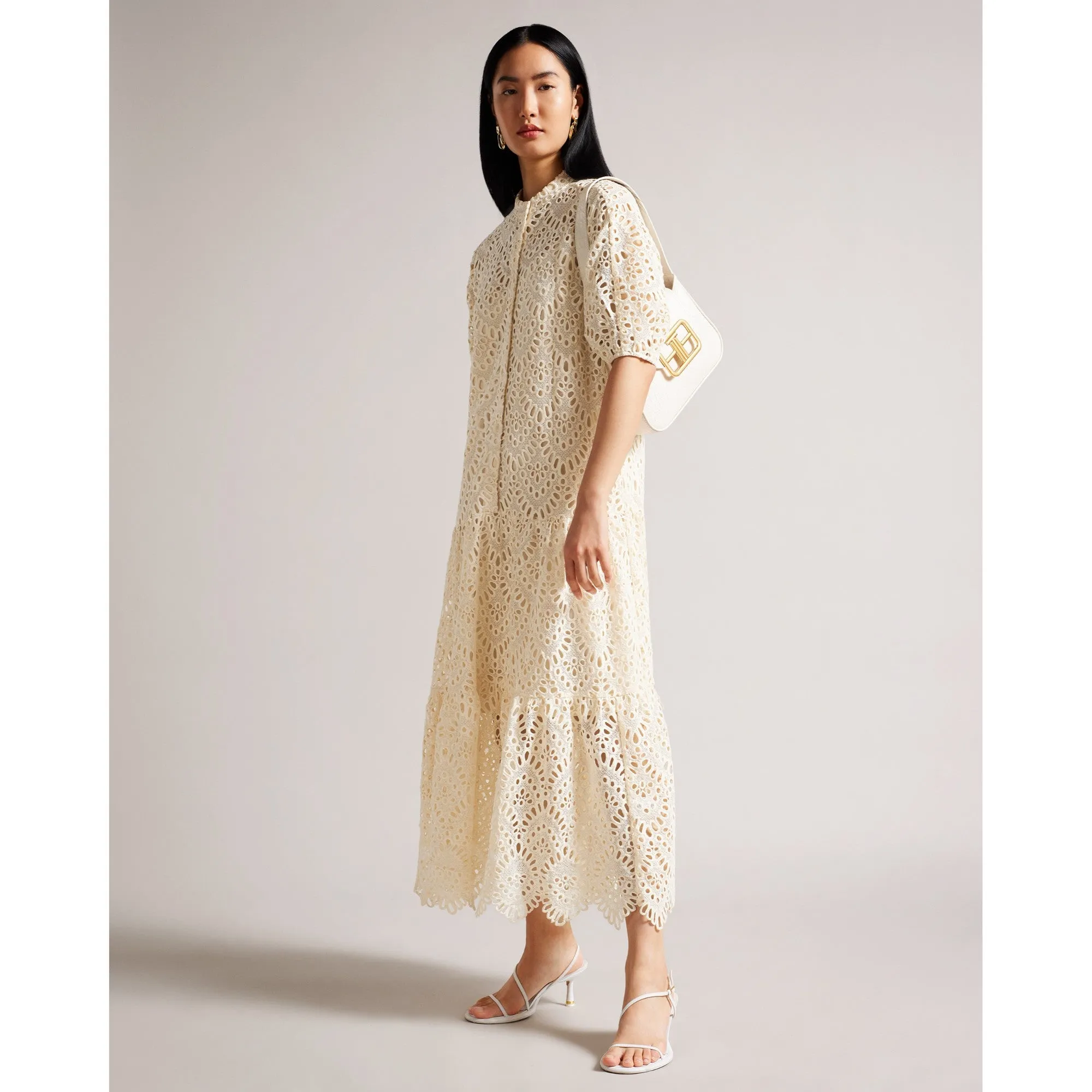 Women Wmd-Lezzley-Oversized Shirt Dress With Puff Sleeve - White