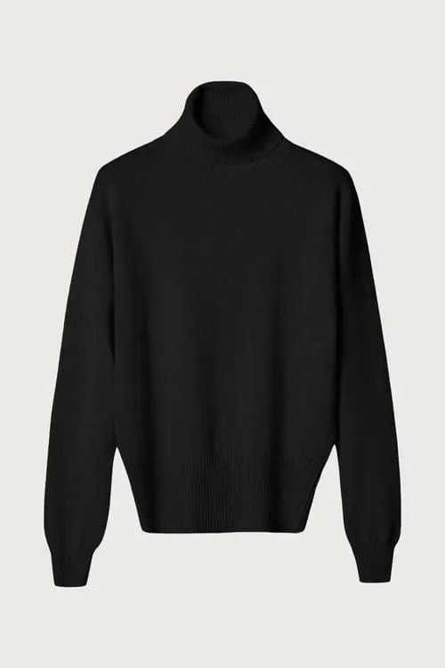 Women's Cashmere Black Turtleneck Sweater