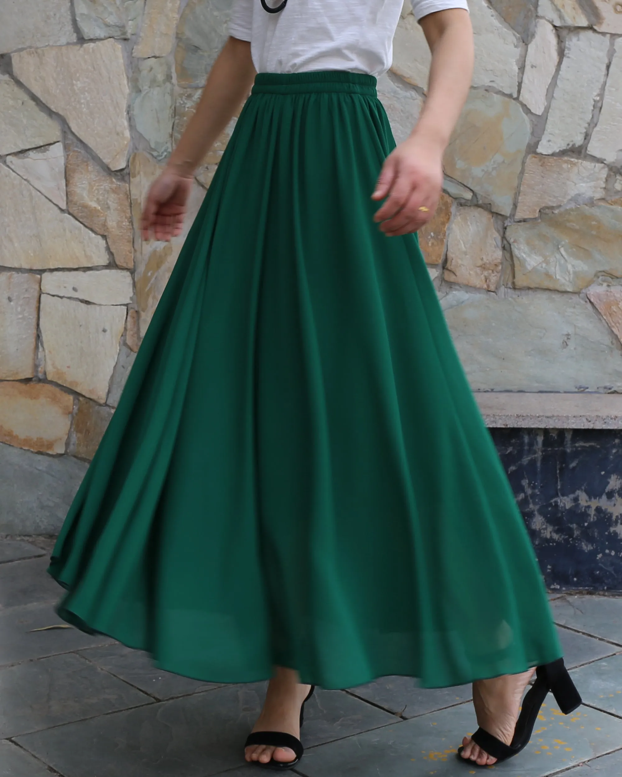 Women's chiffon skirt, maxi skirt, elastic waist skirt, long skirt, A-line skirt, customized summer skirt(Q2021)