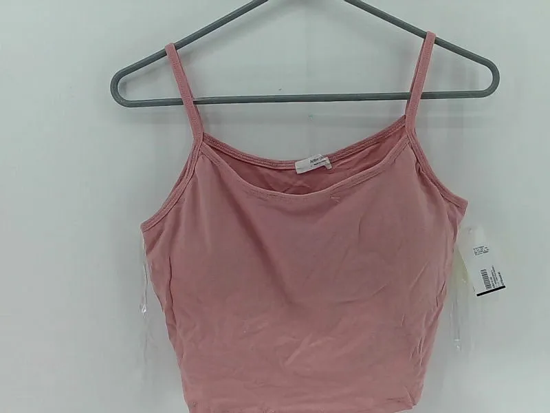 Women's Light Pink Crop Top Large Sleeveless Stretch Activewear