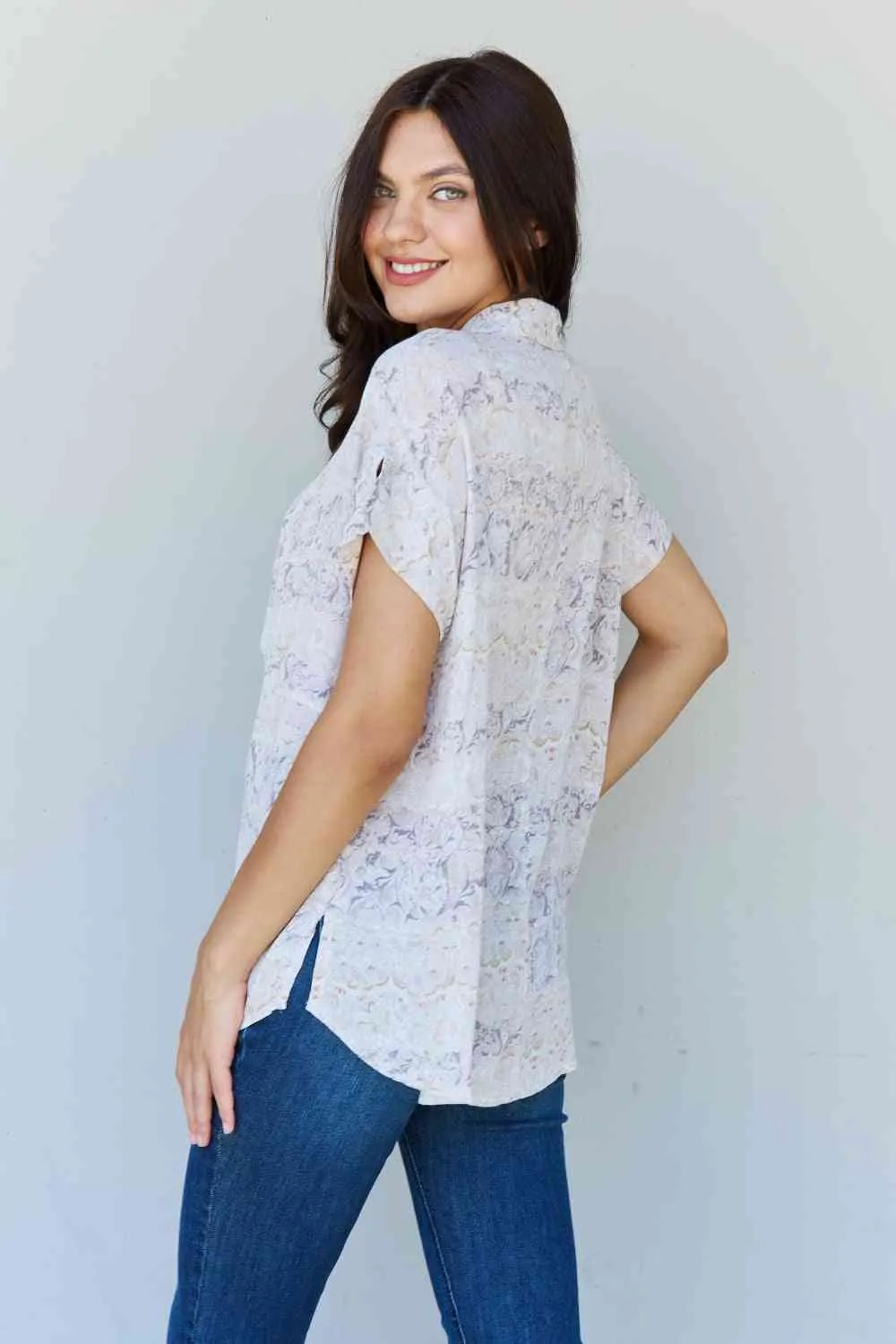 Women's ODDI Full Size Floral Paisley Print Twist Tunic Top