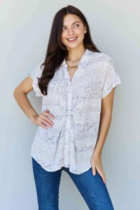 Women's ODDI Full Size Floral Paisley Print Twist Tunic Top