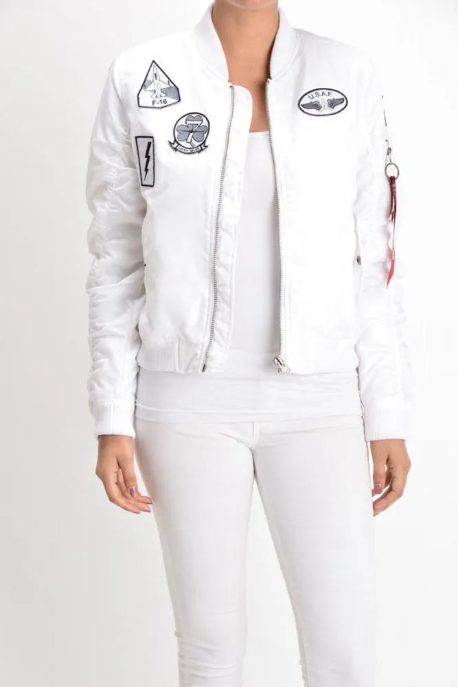 Women's Patched Flight Bomber Jacket